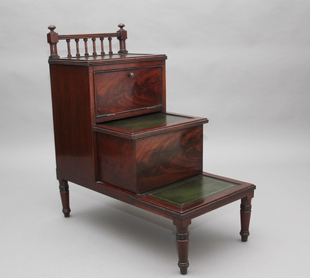 19th Century mahogany library steps