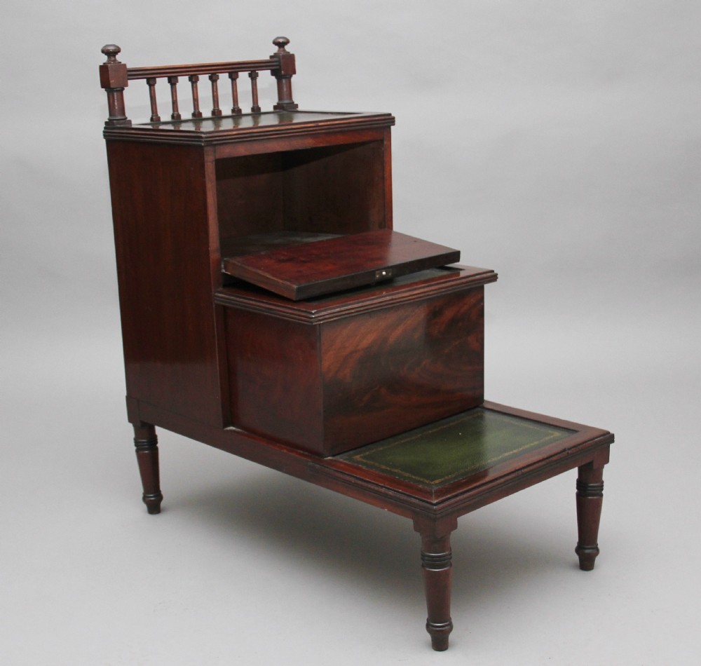 19th Century mahogany library steps View VI