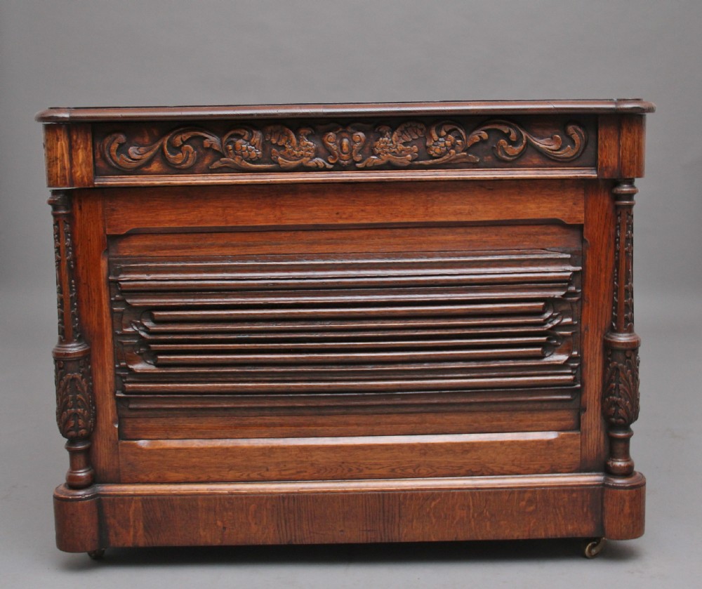 19th Century carved oak partners desk View IV