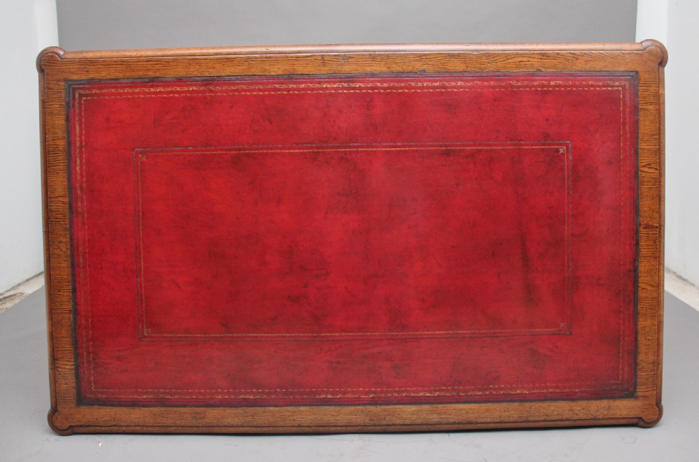 19th Century carved oak partners desk View VII