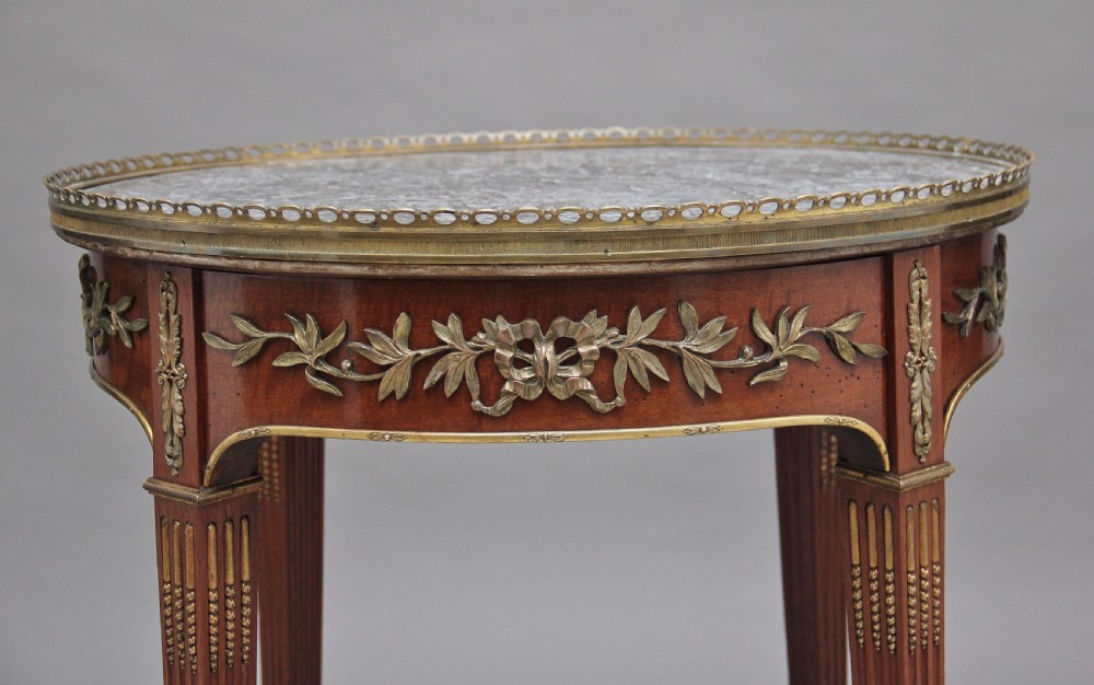 19th Century mahogany and marble top occasional table View IX