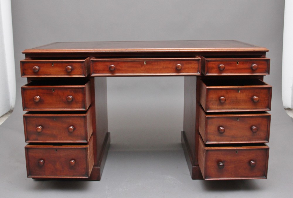 Early 19th Century mahogany pedestal desk View II