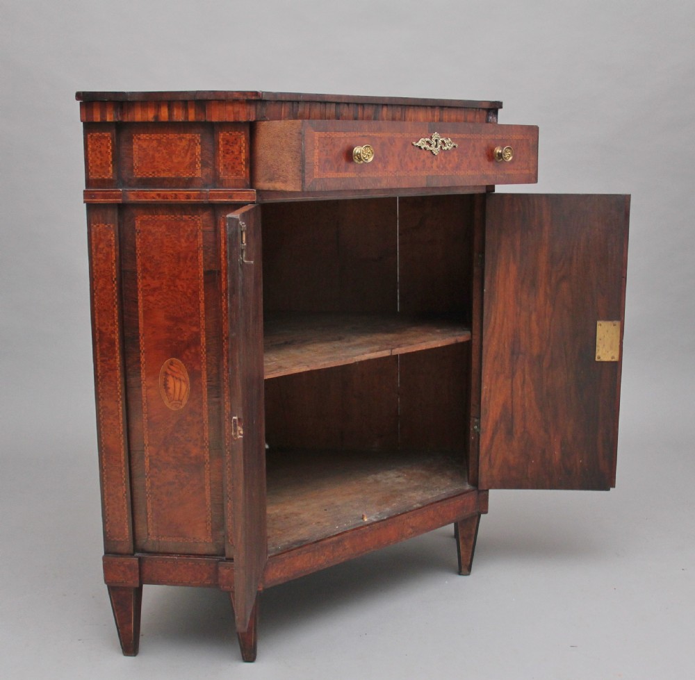 19th Century burr yew wood and inlaid corner cabinet View V