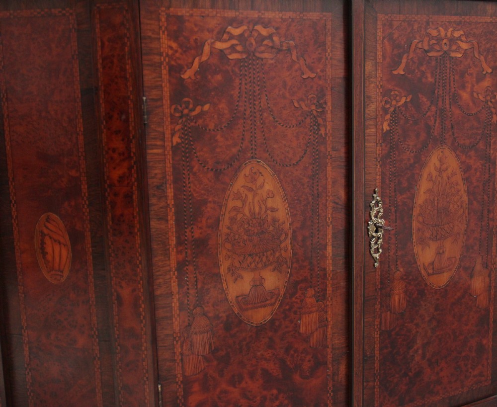 19th Century burr yew wood and inlaid corner cabinet View XVI