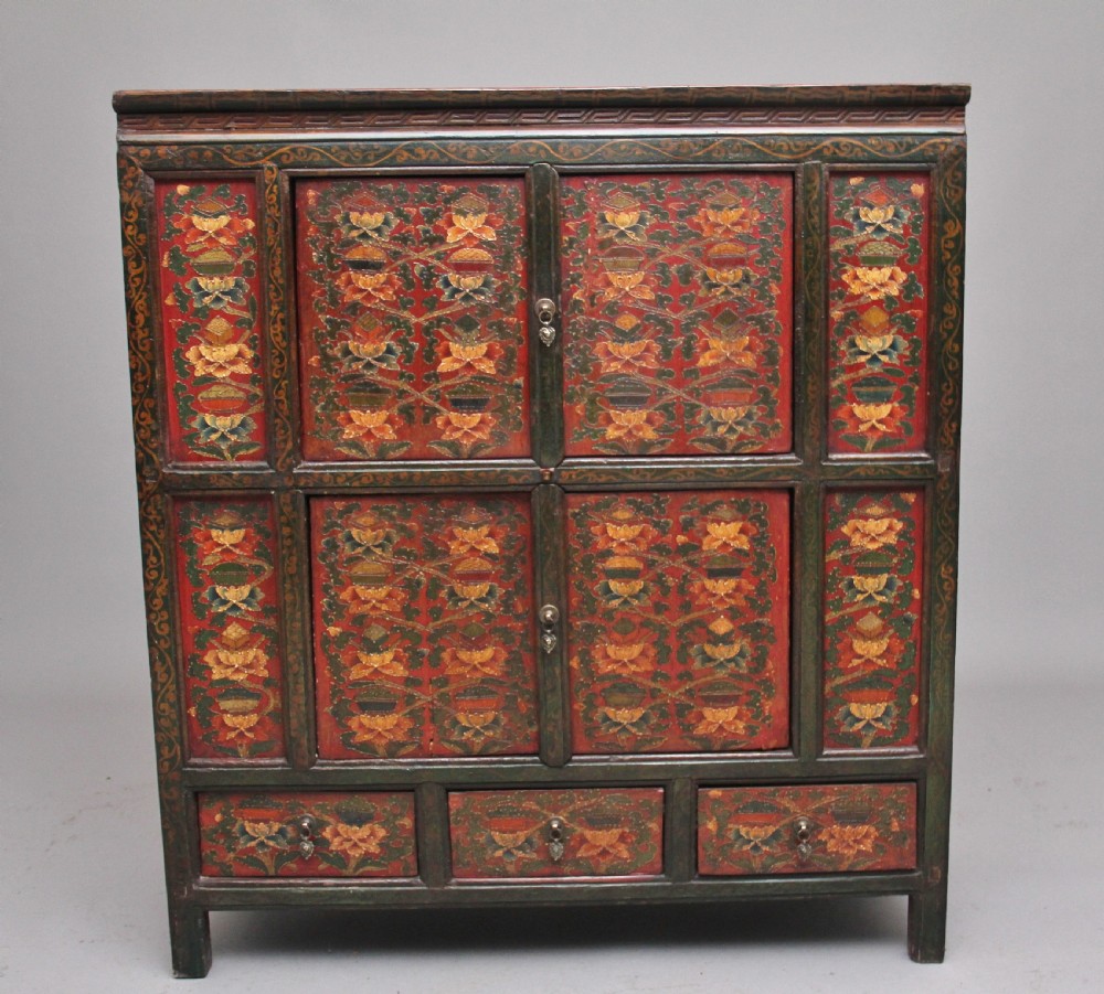 19th Century painted Tibetan side cabinet