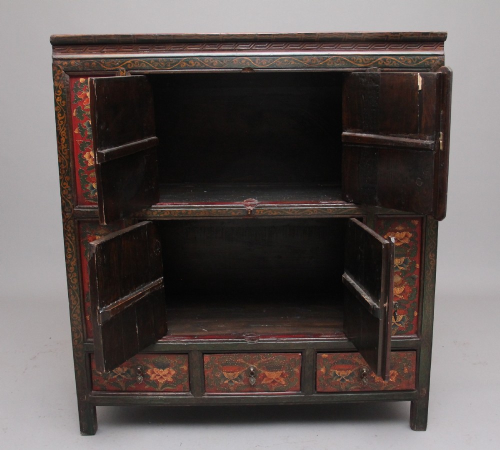 19th Century painted Tibetan side cabinet View II