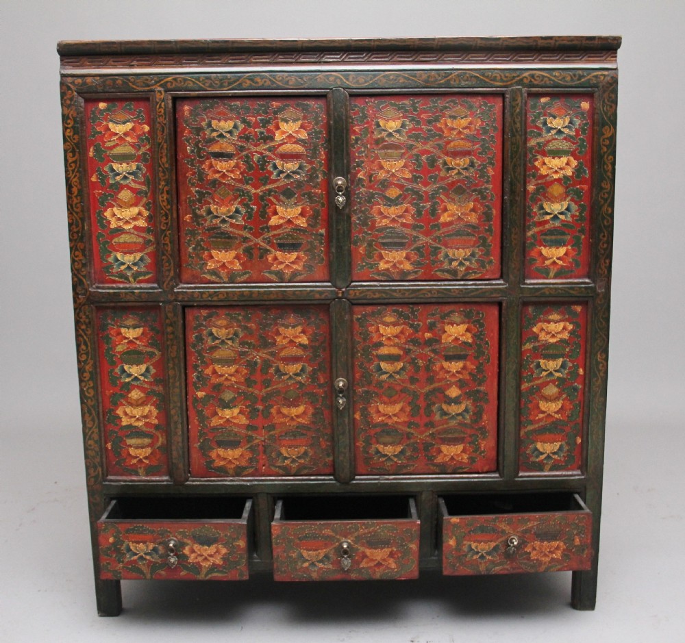 19th Century painted Tibetan side cabinet View III