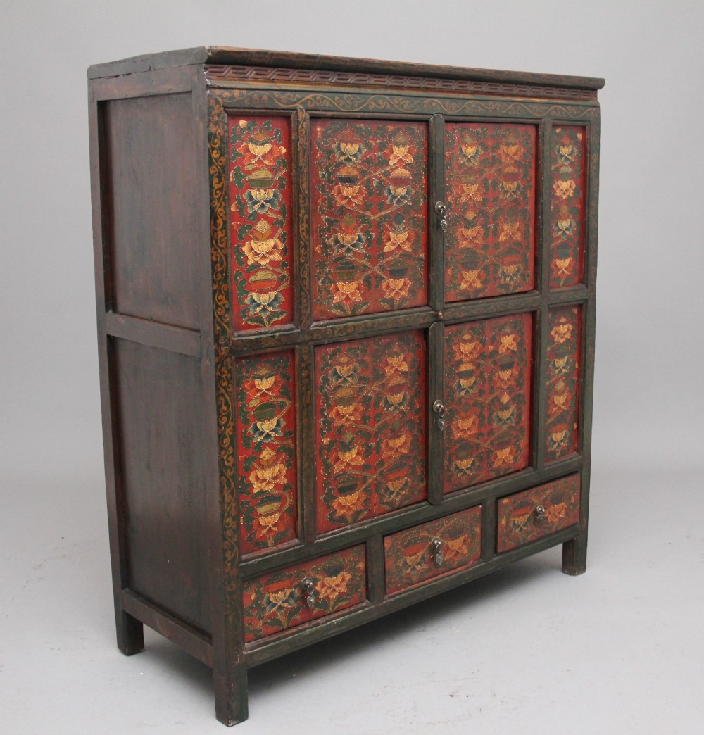 19th Century painted Tibetan side cabinet View IV