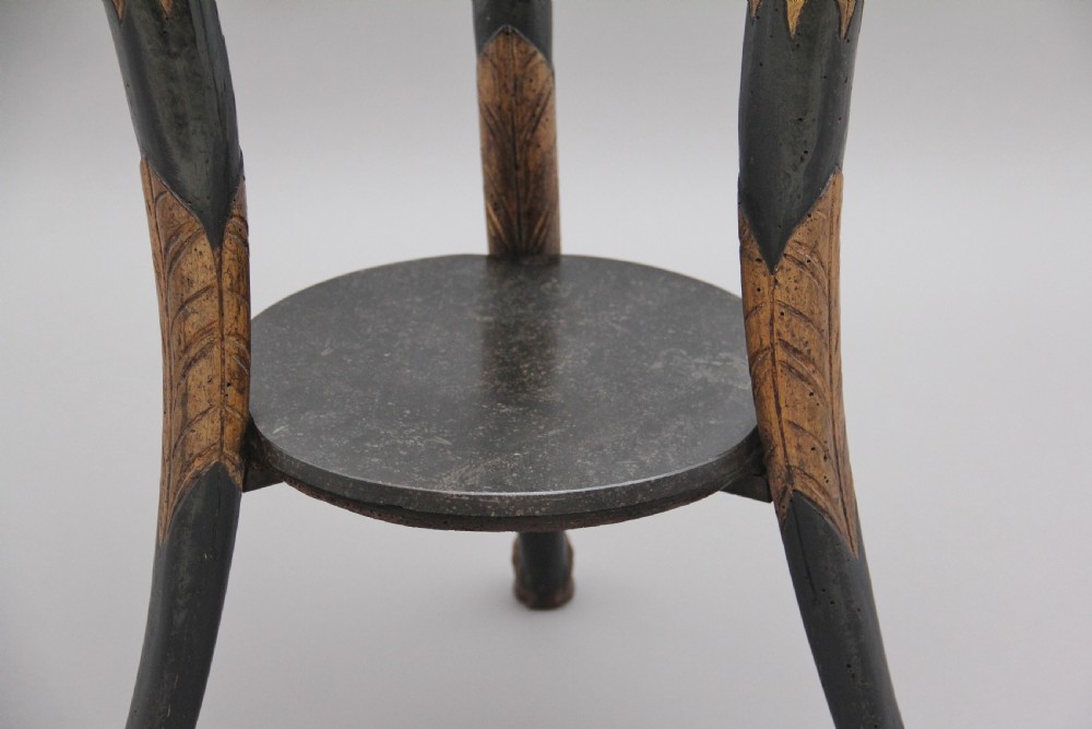 19th Century ebonised and gilt marble top occasional table View VII