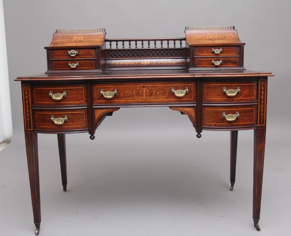 Early 20th Century rosewood and marquetry inlaid desk View II