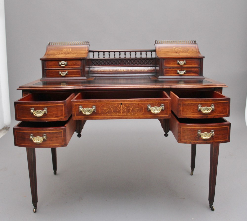 Early 20th Century rosewood and marquetry inlaid desk View III