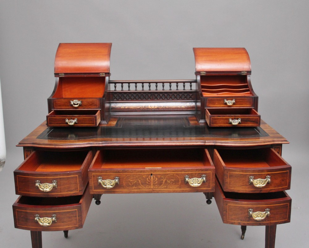 Early 20th Century rosewood and marquetry inlaid desk View IV
