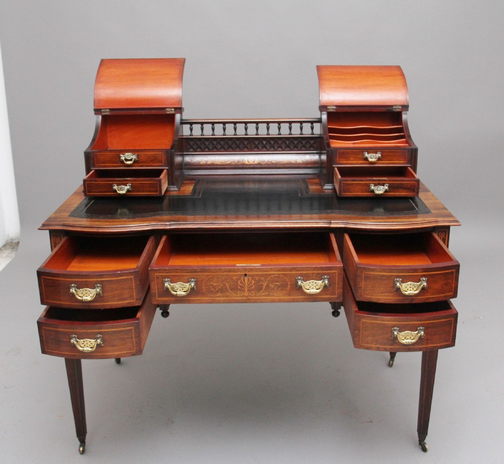 Early 20th Century rosewood and marquetry inlaid desk View V