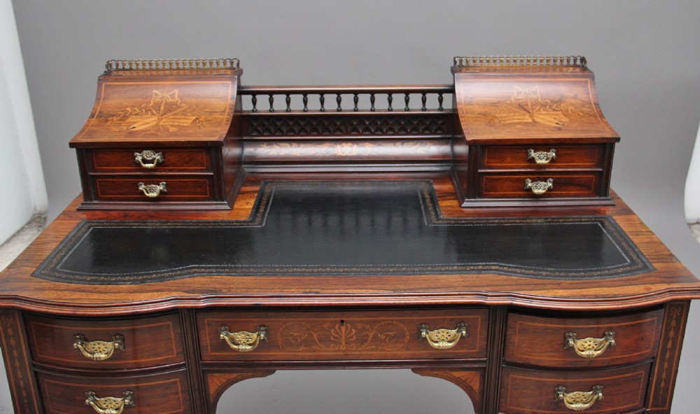 Early 20th Century rosewood and marquetry inlaid desk View VI