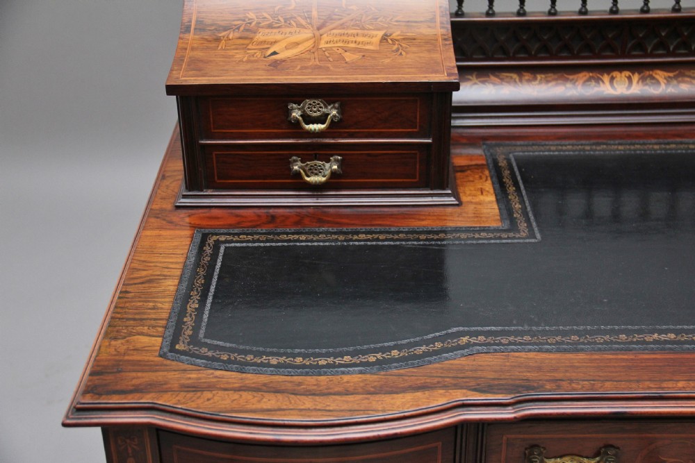 Early 20th Century rosewood and marquetry inlaid desk View VII