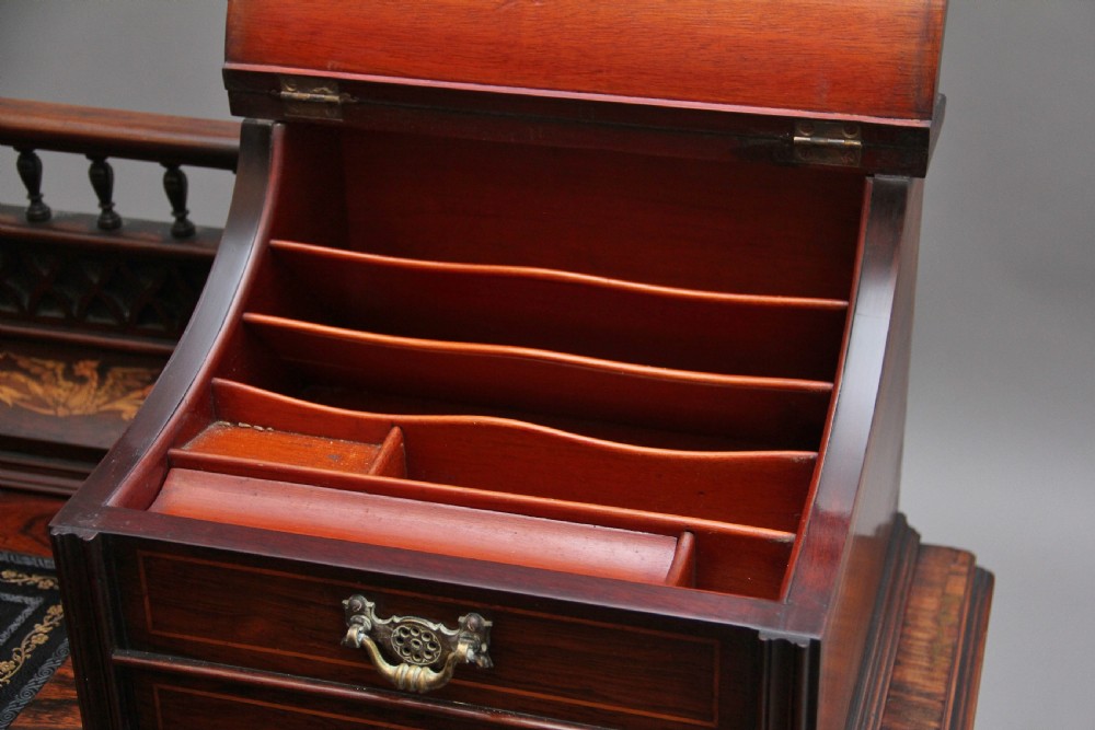 Early 20th Century rosewood and marquetry inlaid desk View XI
