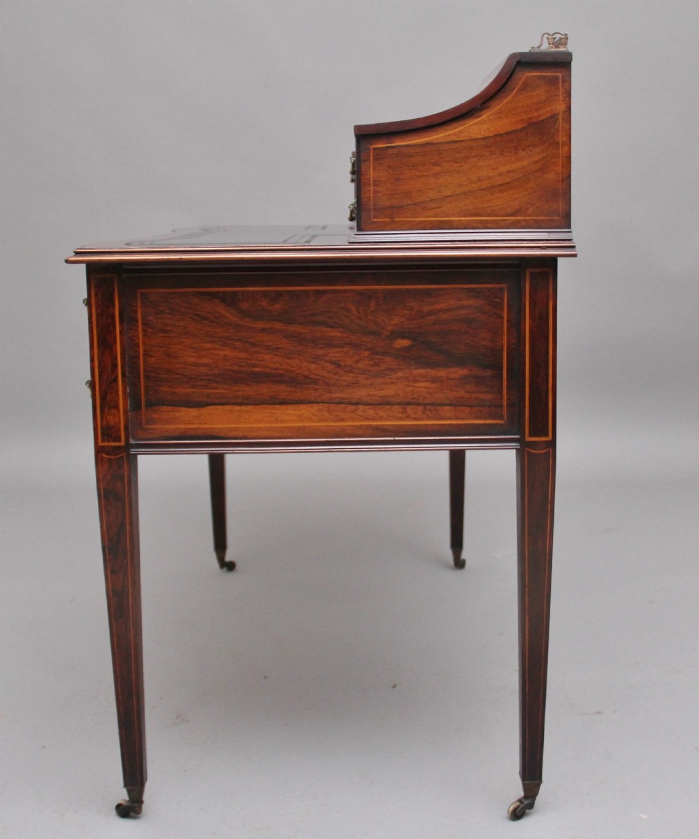 Early 20th Century rosewood and marquetry inlaid desk View XVI