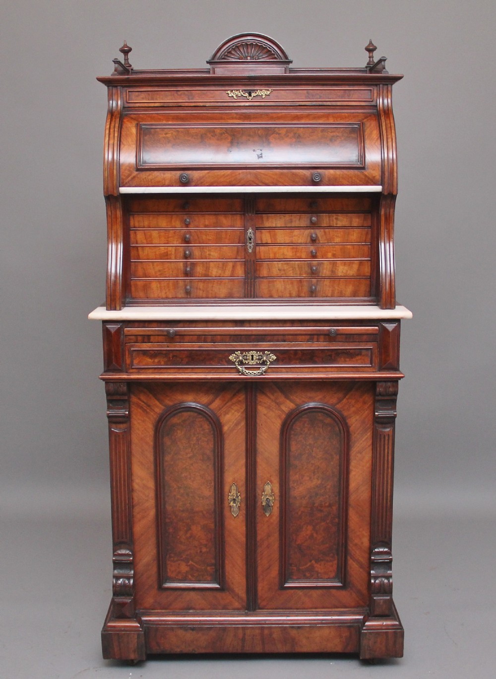 19th Century burr walnut dentist cabinet