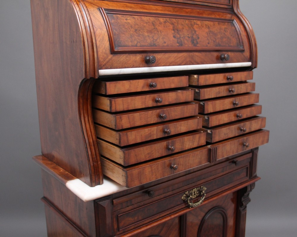 19th Century burr walnut dentist cabinet View X