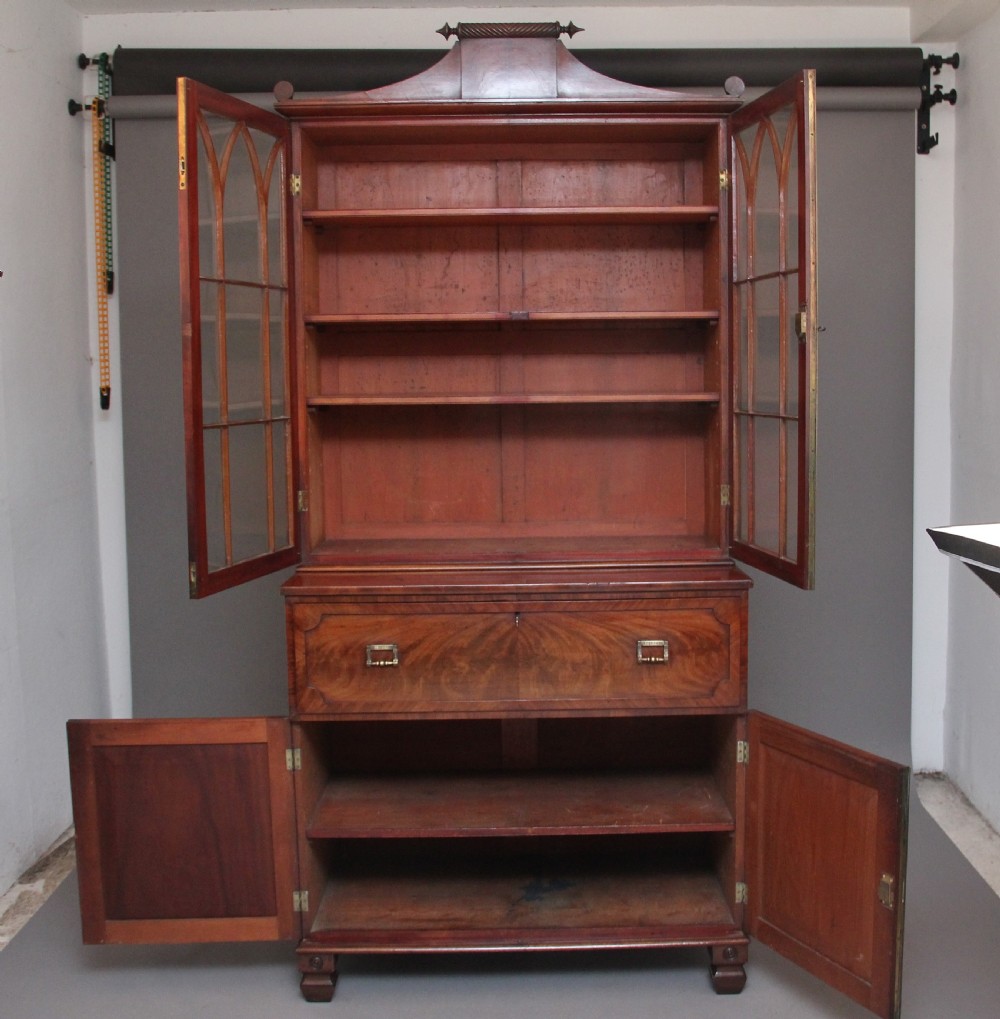 Early 19th Century flame mahogany secretaire bookcase View IV