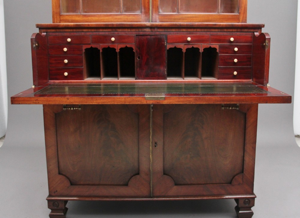 Early 19th Century flame mahogany secretaire bookcase View X