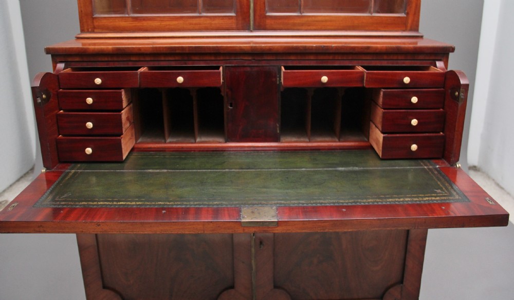 Early 19th Century flame mahogany secretaire bookcase View XII