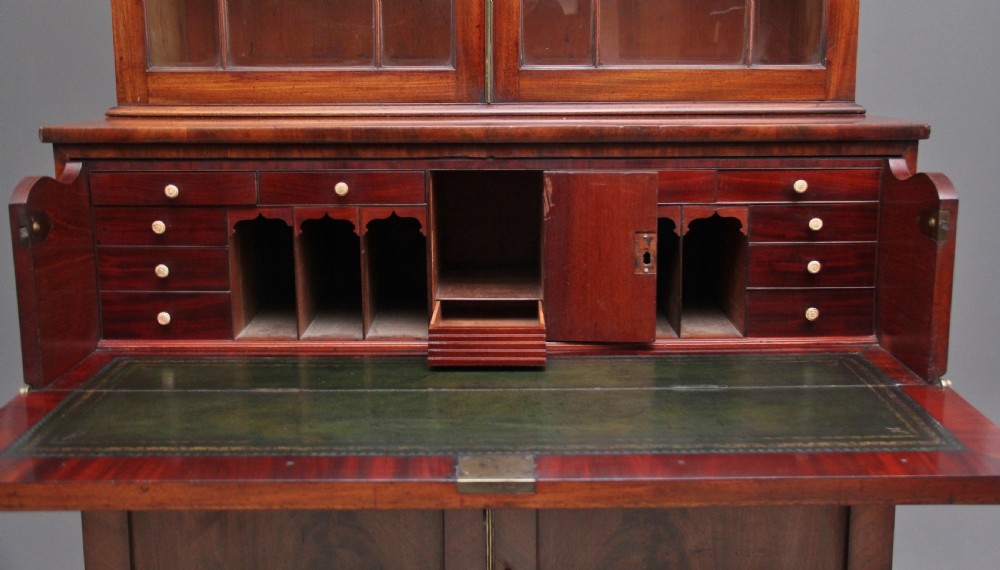 Early 19th Century flame mahogany secretaire bookcase View XIII