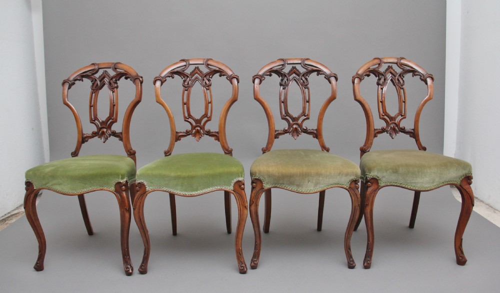 Set of four 19th Century walnut dining chairs