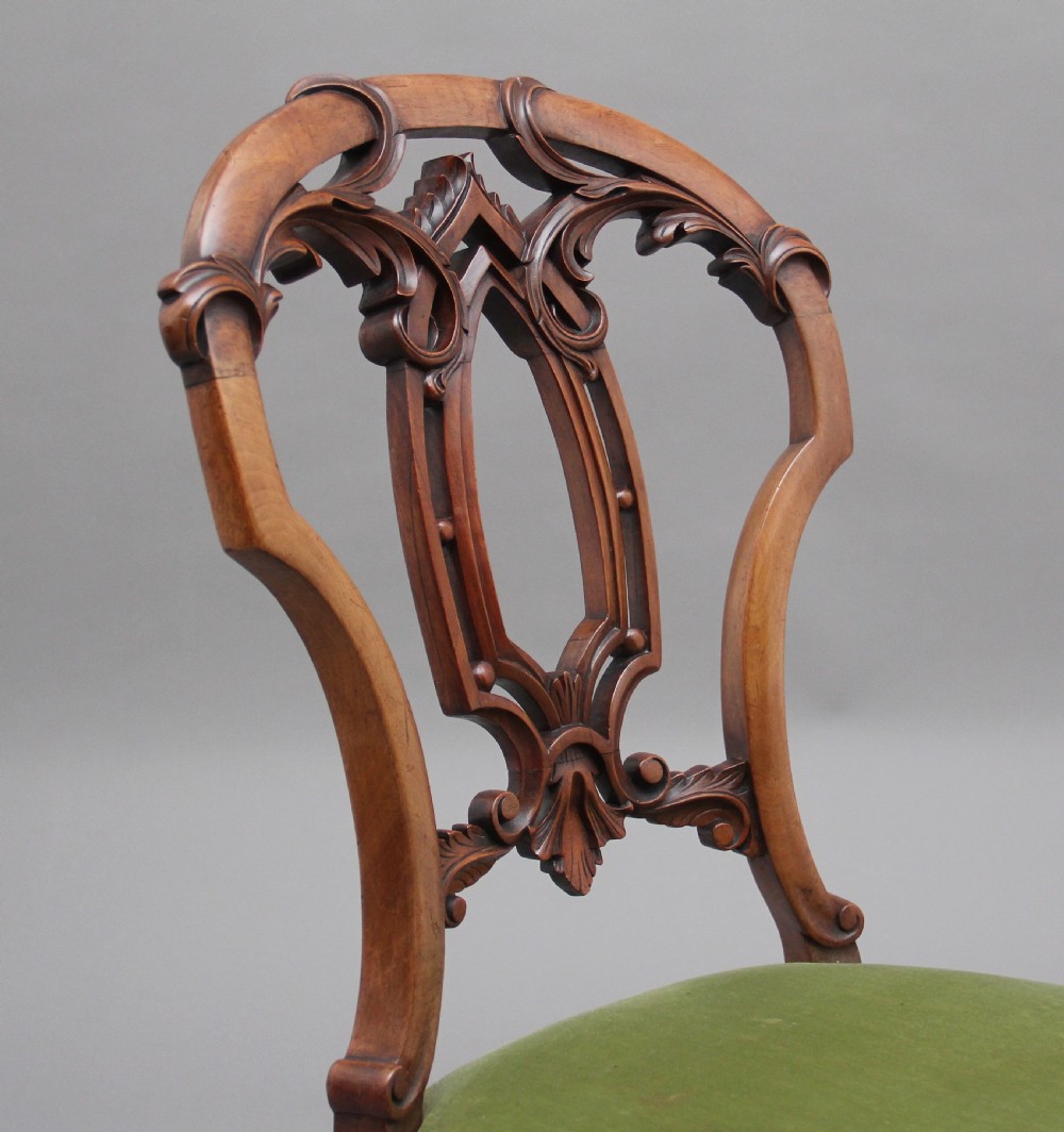 Set of four 19th Century walnut dining chairs View VIII