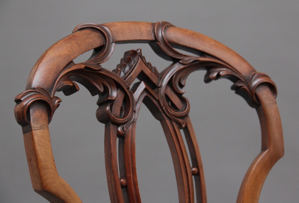 Set of four 19th Century walnut dining chairs View IX