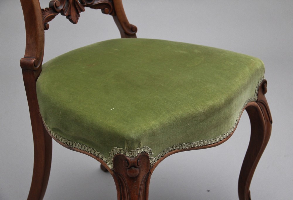 Set of four 19th Century walnut dining chairs View X