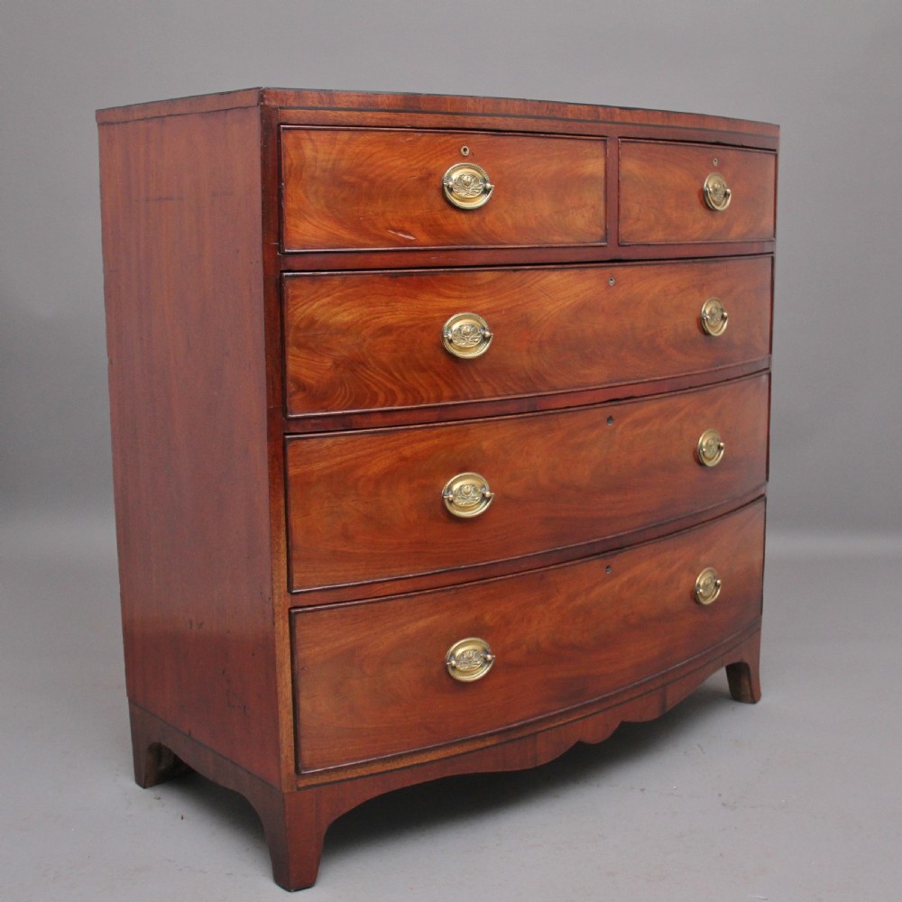 Early 19th Century mahogany bowfront chest View II