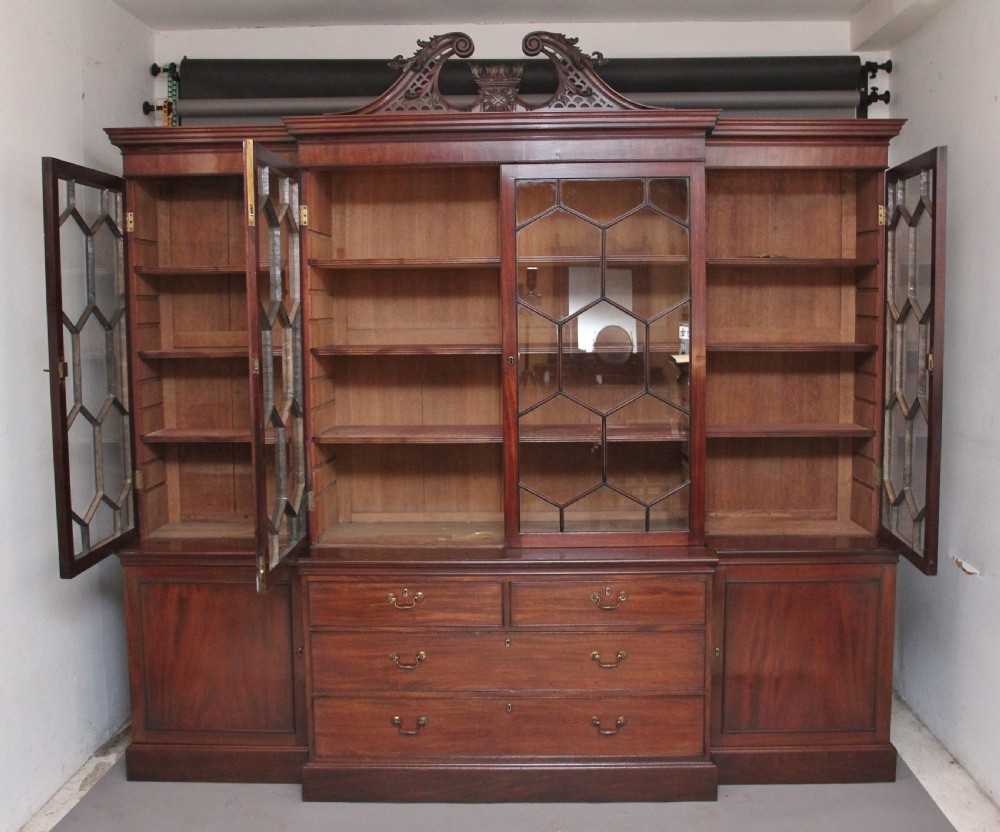 Early 19th Century mahogany breakfront bookcase View II