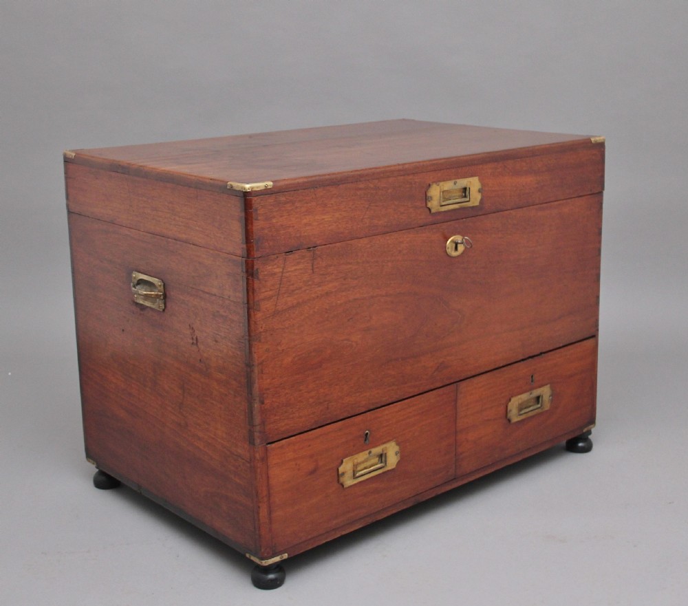 19th Century mahogany military mule chest