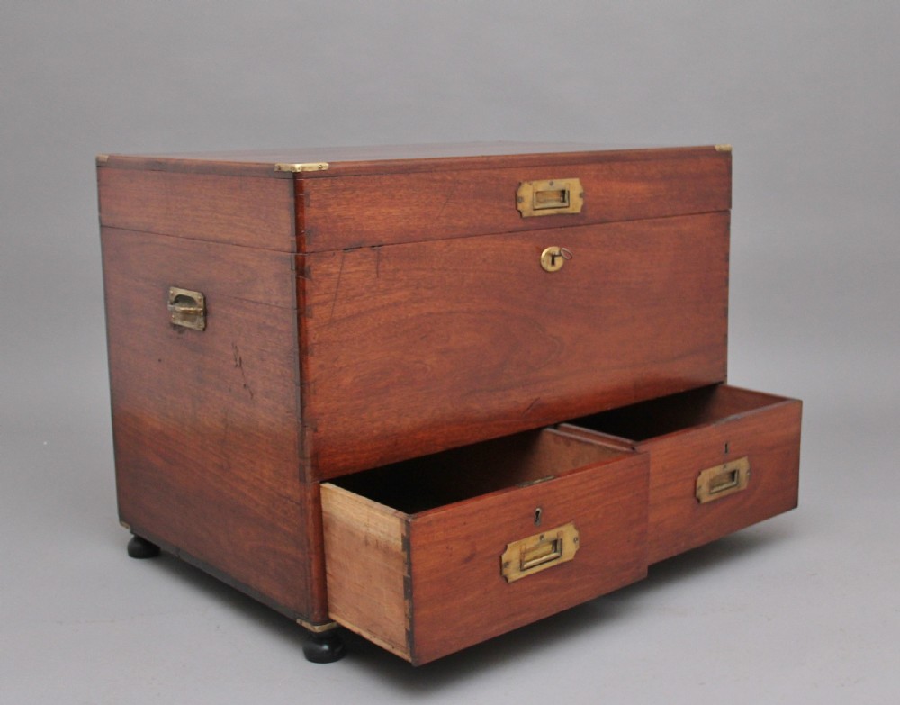 19th Century mahogany military mule chest View II