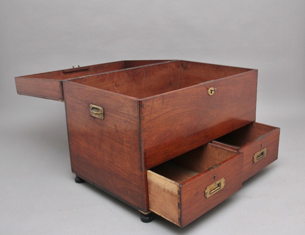 19th Century mahogany military mule chest View III