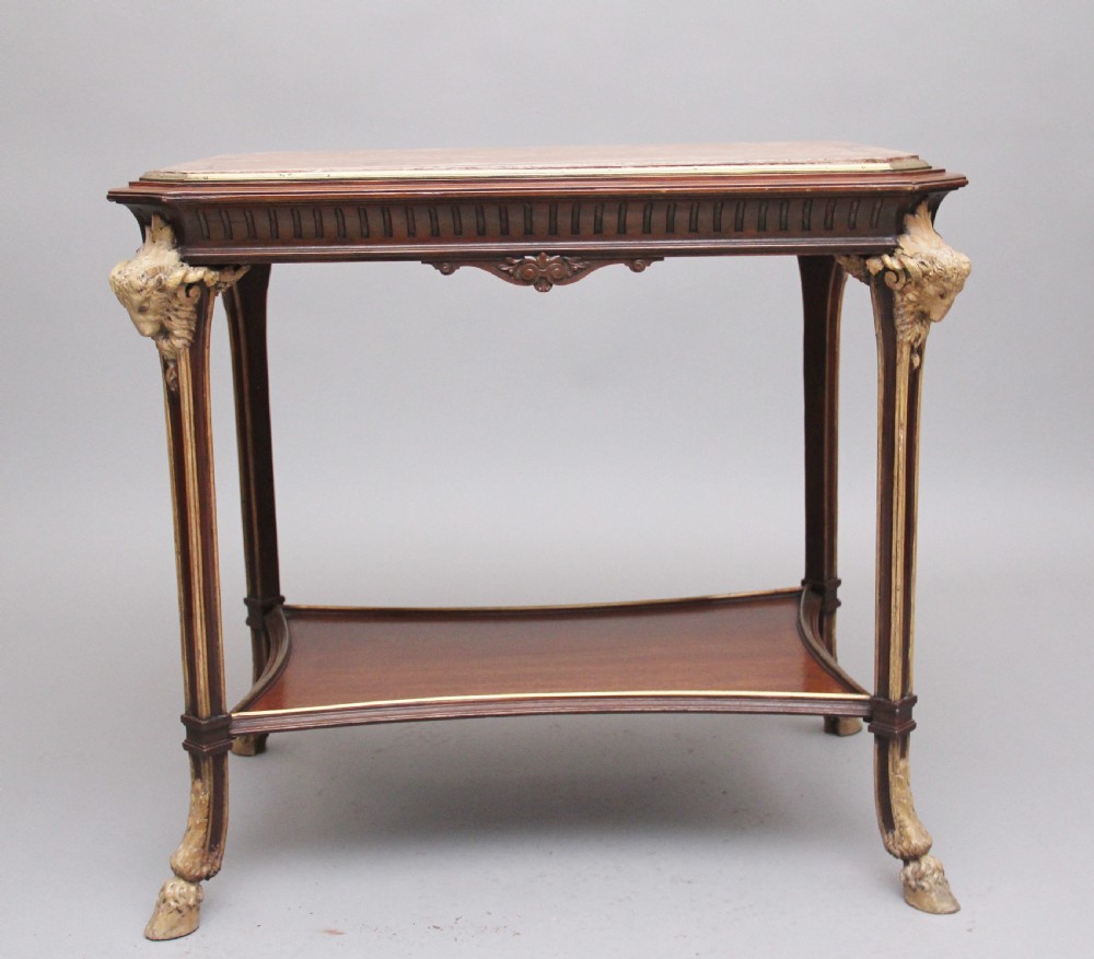 19th Century French mahogany and marble top occasional table