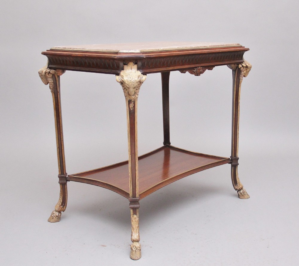 19th Century French mahogany and marble top occasional table View II