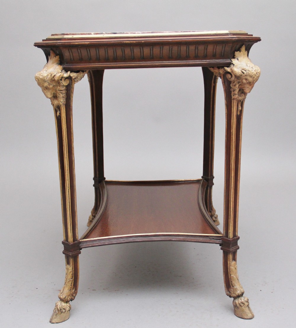 19th Century French mahogany and marble top occasional table View V