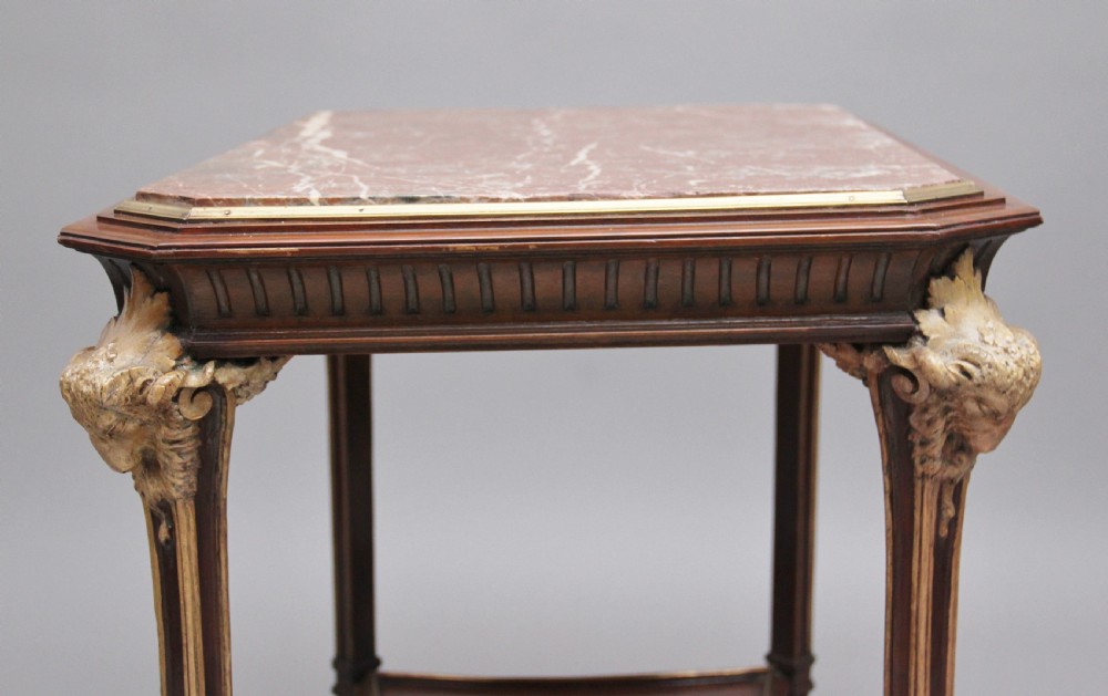 19th Century French mahogany and marble top occasional table View X