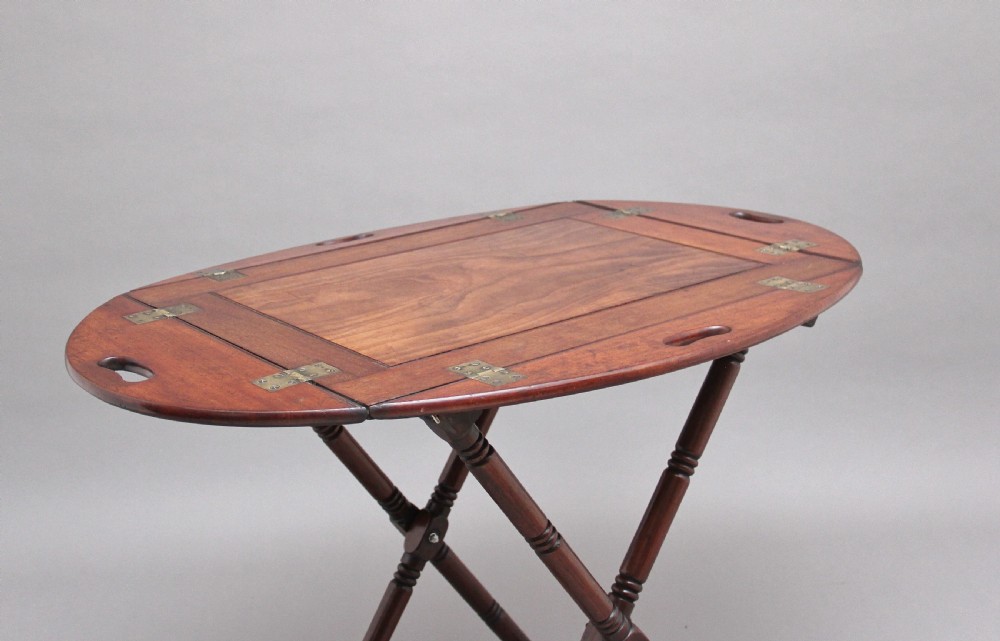 Early 19th Century mahogany folding butlers tray on stand View IV
