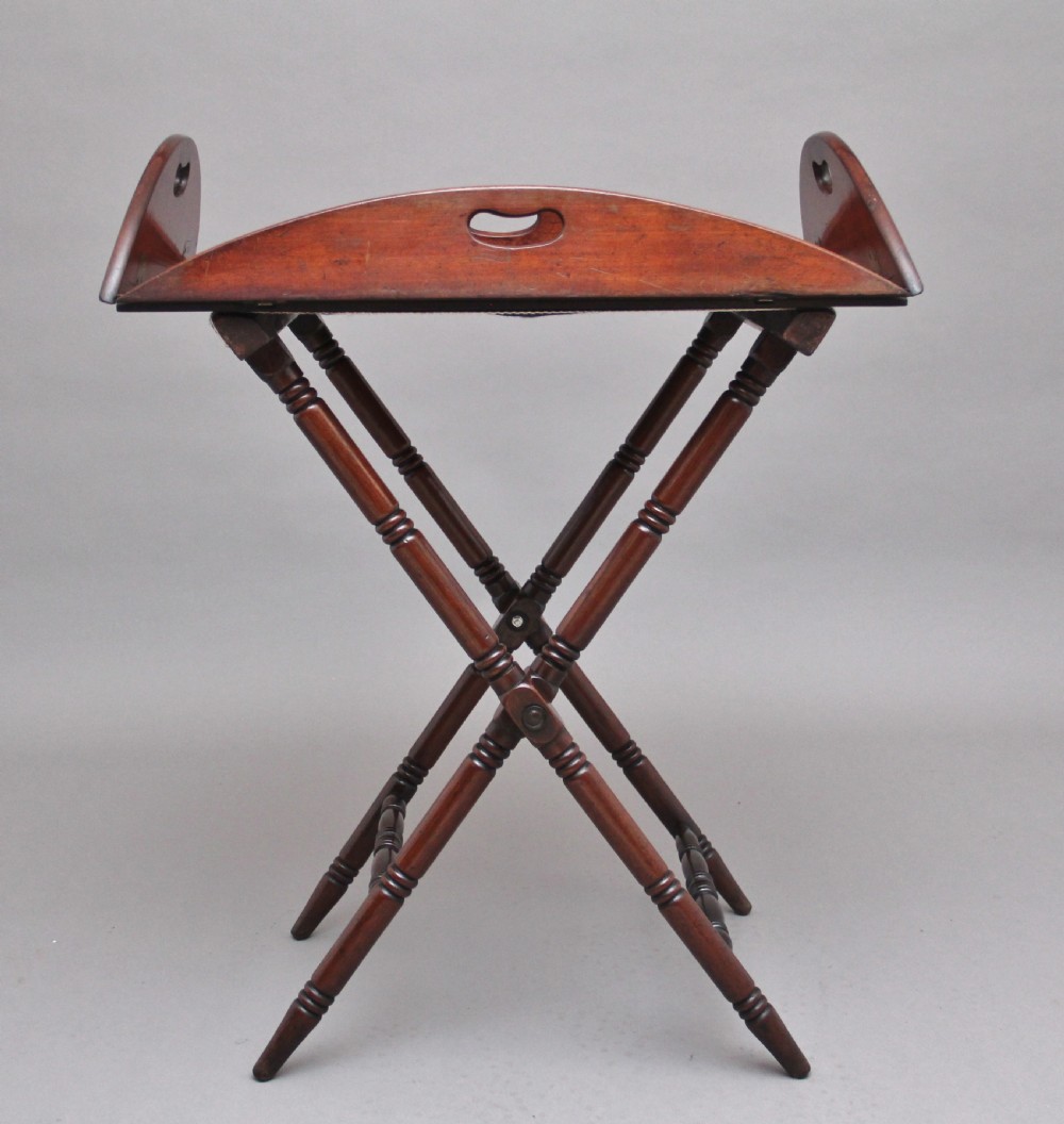 Early 19th Century mahogany folding butlers tray on stand View V