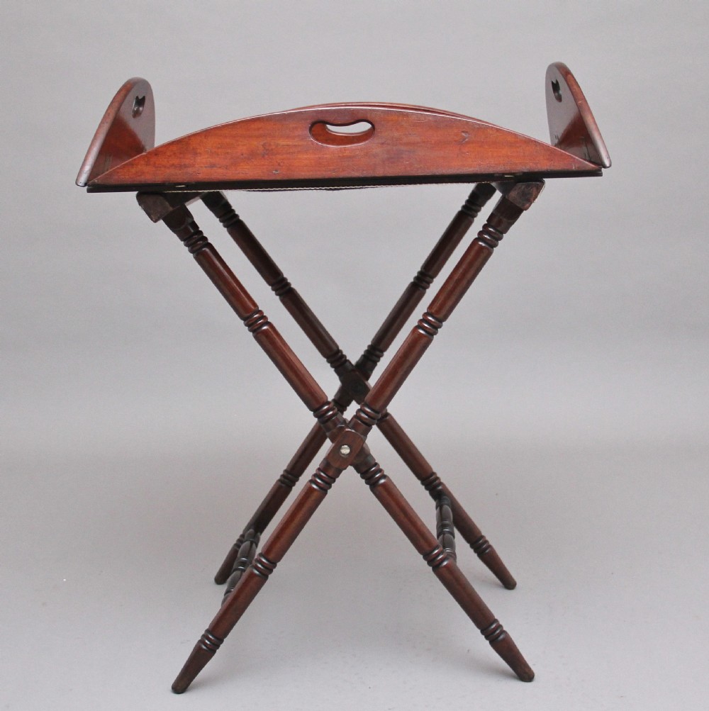 Early 19th Century mahogany folding butlers tray on stand View VII