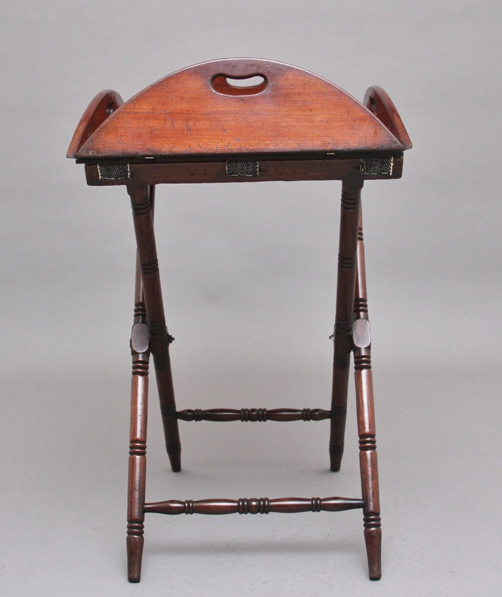 Early 19th Century mahogany folding butlers tray on stand View VIII