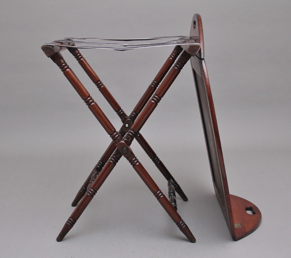 Early 19th Century mahogany folding butlers tray on stand View X