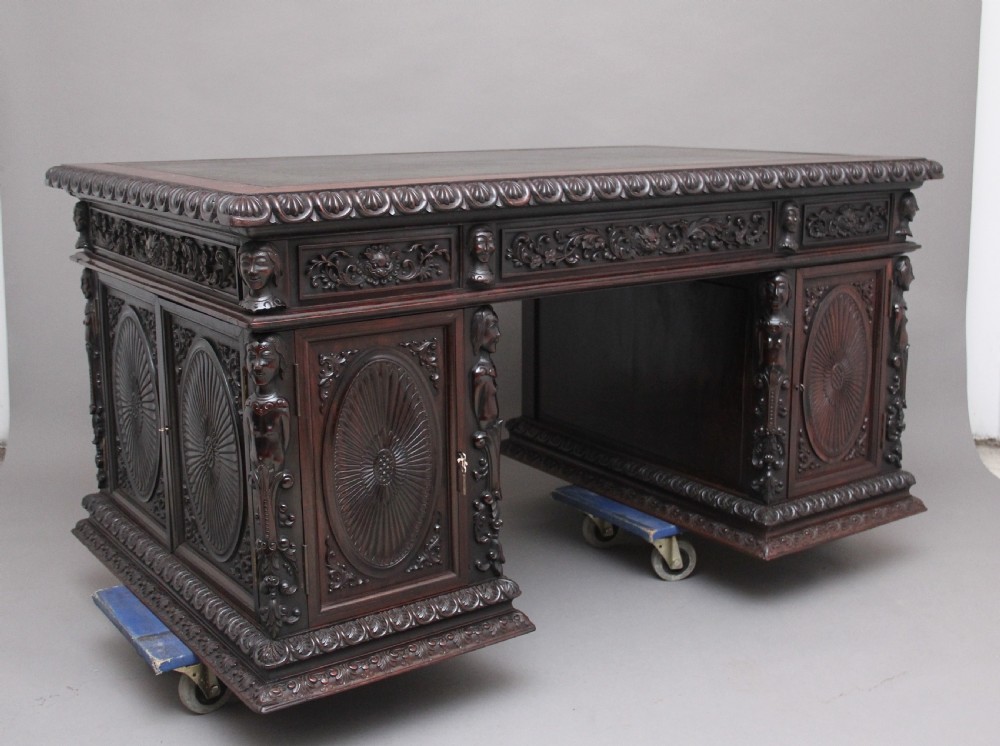 19th Century Chinese hongmu pedestal desk View IV