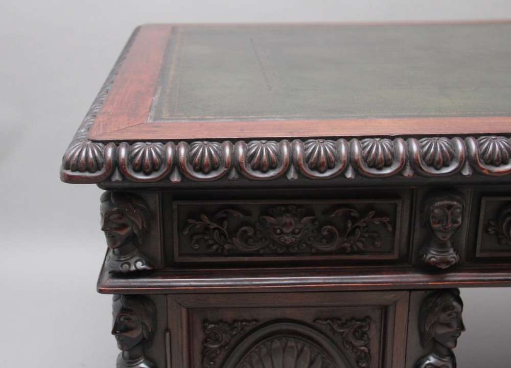 19th Century Chinese hongmu pedestal desk View XVIII