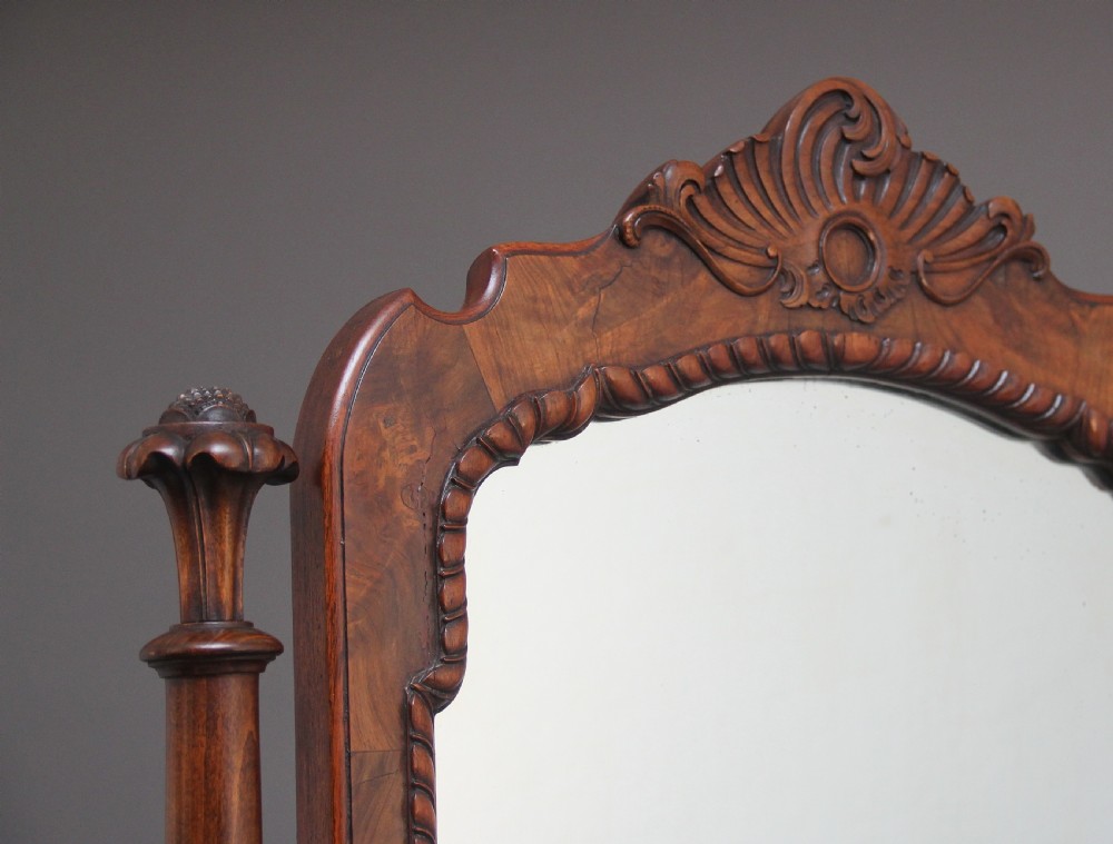 Early 20th Century burr walnut cheval mirror View XII