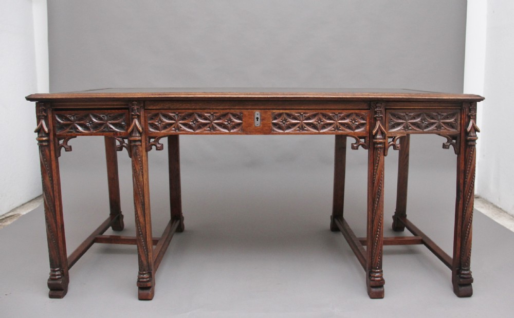 19th Century French oak desk in the Gothic style
