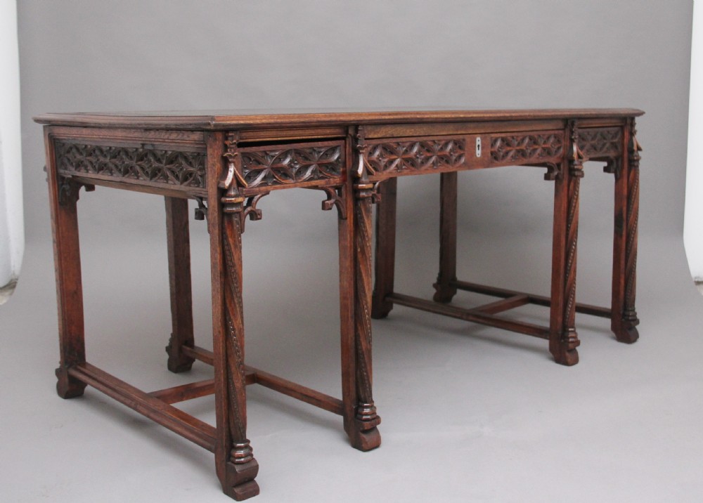 19th Century French oak desk in the Gothic style View VIII